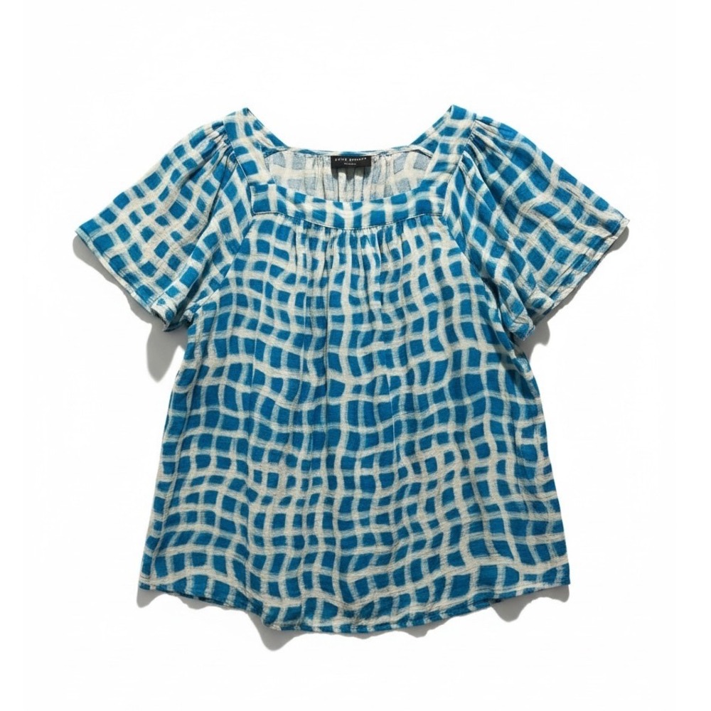 Lane Bryant Blouse Blue White Grid 18/20